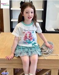 Set Melisa trắng nàng tiên cá, váy tầng xanh