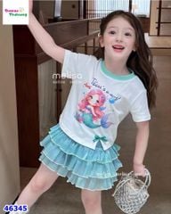 Set Melisa trắng nàng tiên cá, váy tầng xanh
