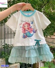 Set Melisa trắng nàng tiên cá, váy tầng xanh