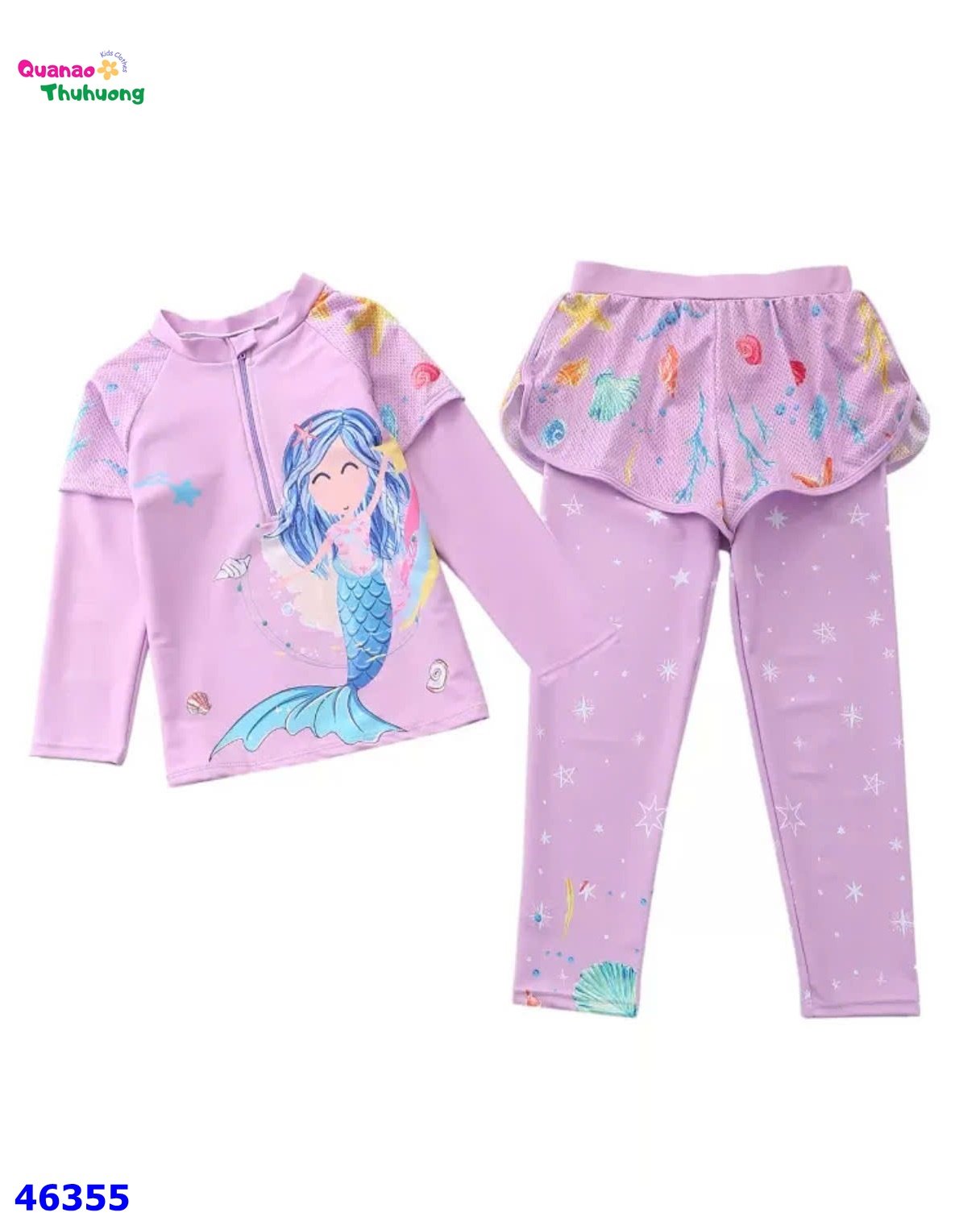Set bơi dài tím nàng tiên cá đuôi xanh