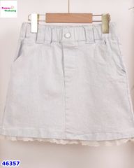 Chân váy jean xám viền ren