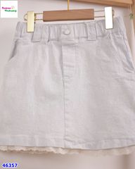 Chân váy jean xám viền ren