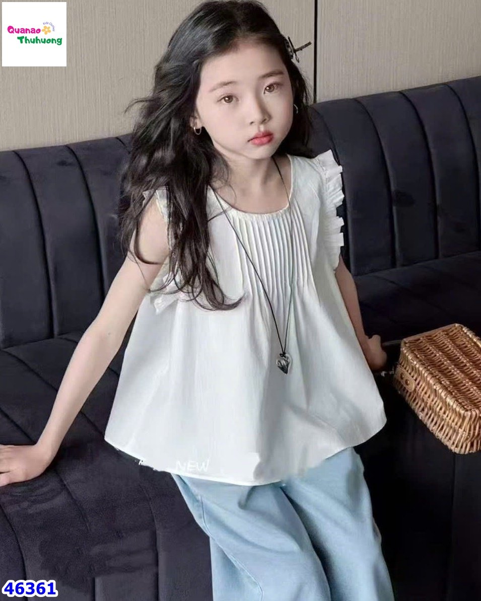 Set DDH áo trắng tay cánh tiên, quần jean