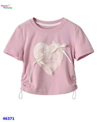 Áo hồng trái tim đính nơ