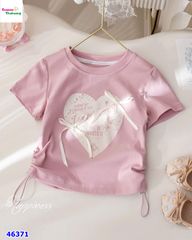 Áo hồng trái tim đính nơ