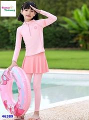 Đồ bơi hồng dài tay có nón