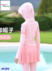 Đồ bơi hồng dài tay có nón