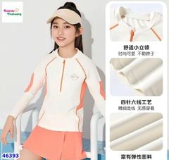 Bộ bơi dài tay kem tay cam Love