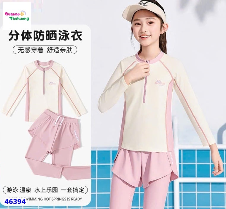 Set đồ bơi dài kem tay tím nhạt Sure