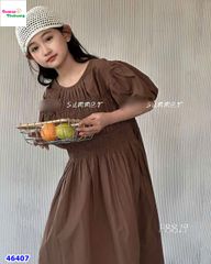 Đầm ZH nâu xếp ly