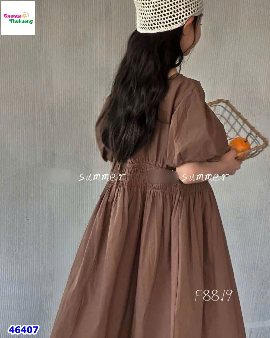 Đầm ZH nâu xếp ly