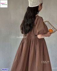 Đầm ZH nâu xếp ly