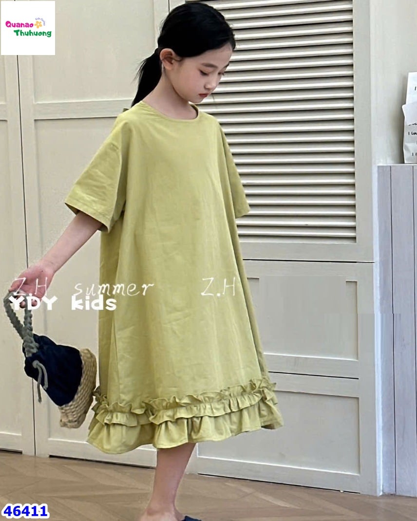 Đầm ZH xanh bèo viền