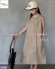 Đầm ZH suông nâu đậm xếp ly xéo