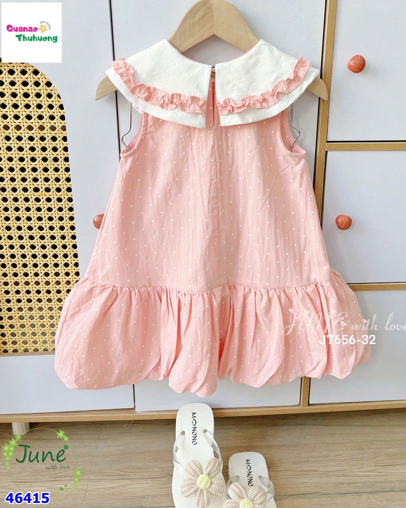 Đầm June hồng chấm bi