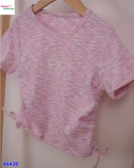 Áo croptop tím nơ ngọc trai