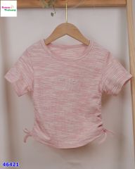 Áo croptop hồng nơ ngọc trai