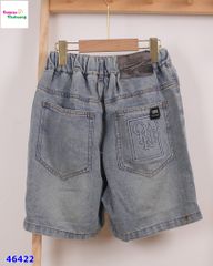 Quần short jean đắp mác da