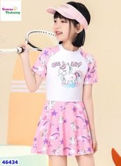 Váy bơi Ylike trắng tay hồng Pony