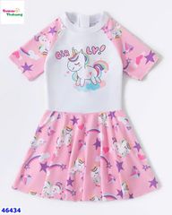 Váy bơi Ylike trắng tay hồng Pony
