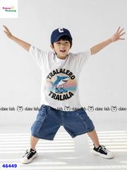 Bộ Elaine trắng Cá mập Tralala, quần jean