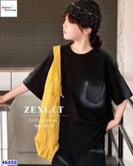 Áo thun ZEXI đen túi chữ U