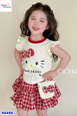 Set váy Cici kem Hello Kitty nơ