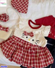 Set váy Cici kem Hello Kitty nơ