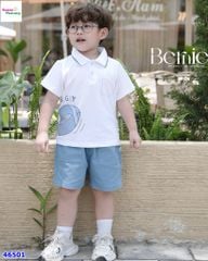 Set bộ Berie polo trắng bóng bầu dục
