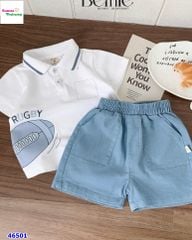 Set bộ Berie polo trắng bóng bầu dục