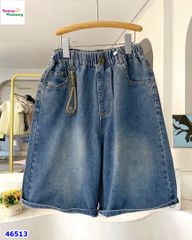 Quần short jean xanh túi