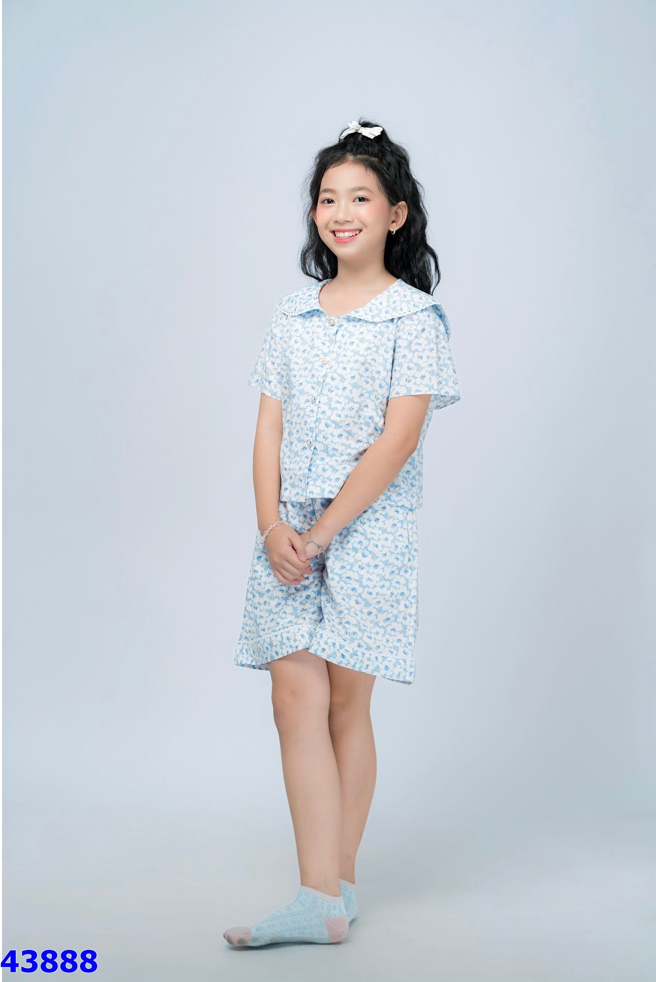 Bộ Perimit xanh hoa trắng - size 150