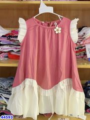 Đầm hồng tay voan+kẹp hoa