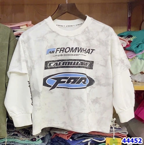 Áo Sweater ATWZ trắng loang xám - size 120