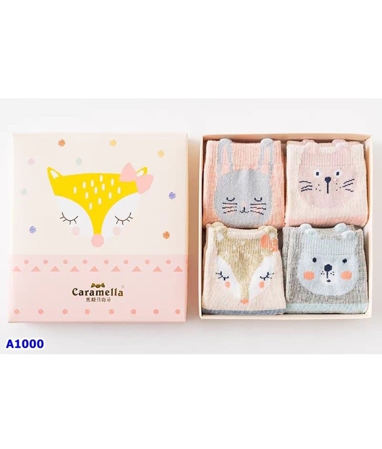 Hộp 4 vớ Caramella hồng Cáo - size 14-16cm