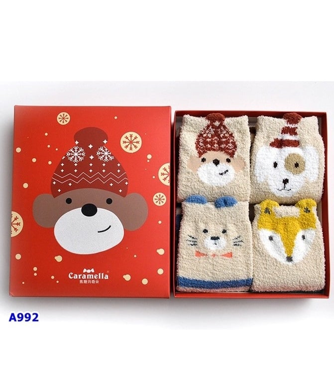 Set 4 vớ Caramella đỏ khỉ - size 14-16cm