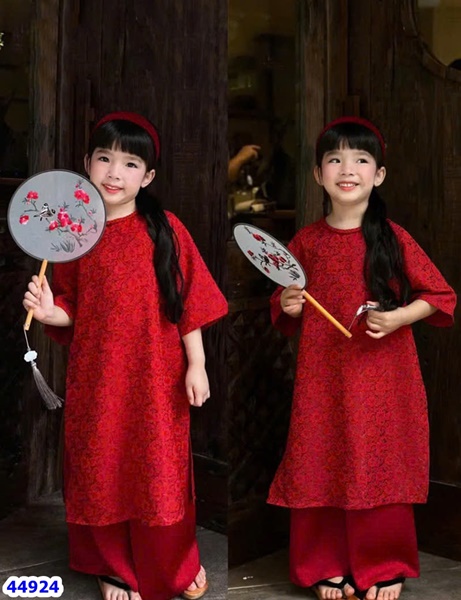 Áo dài Melisa đỏ gấm