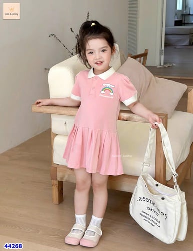 Đầm J&J hồng Cinamoroll cổ Polo - size 3-4y