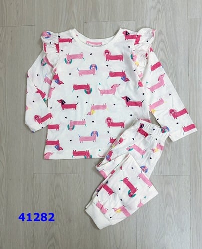 Bộ Matalan trắng chó hồng - size 3-4y