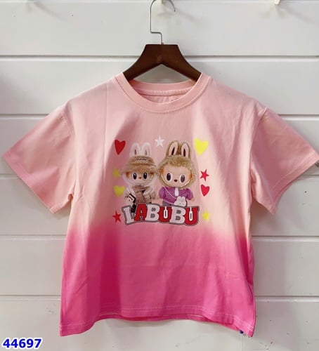 Áo thun hồng loang 2 labubu - size 170
