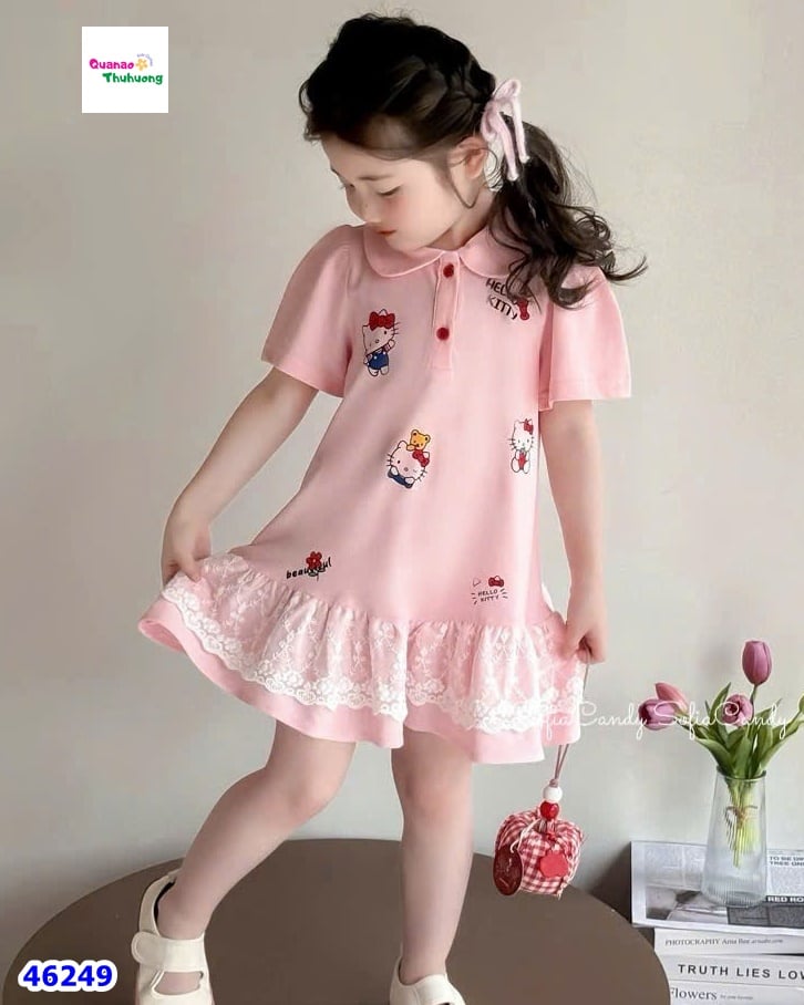 Đầm polo Miakid hồng Kitty