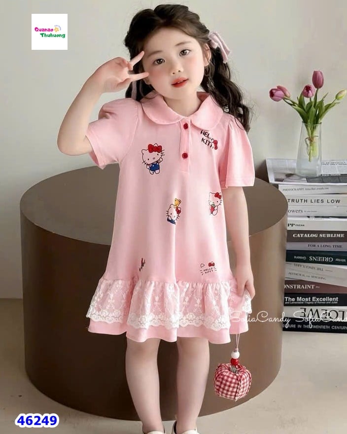 Đầm polo Miakid hồng Kitty