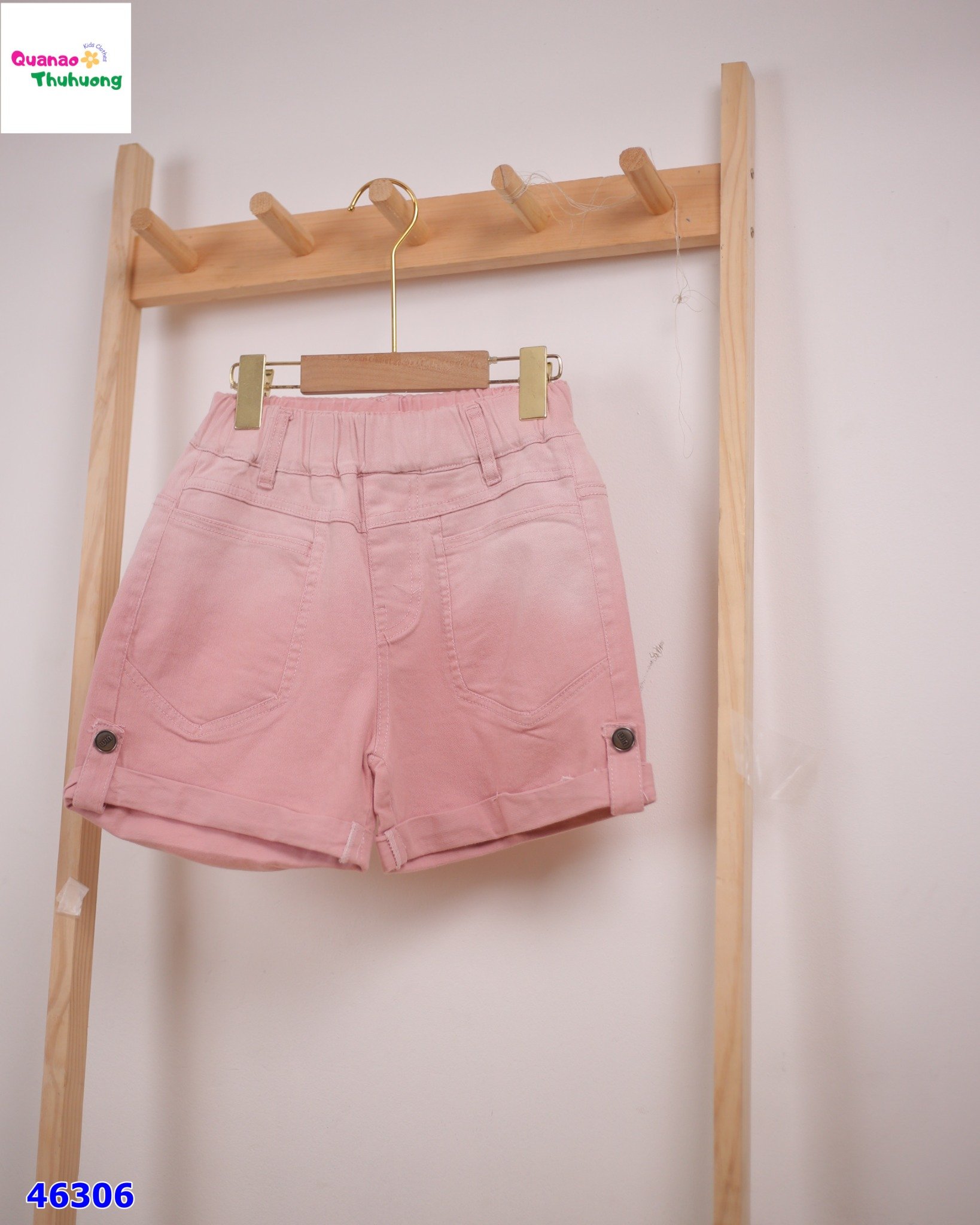 Quần short kaki hồng loang