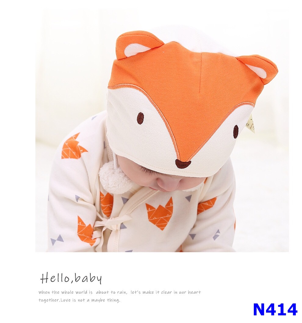 Nón len Rutti trắng cáo cam - size 1-3y