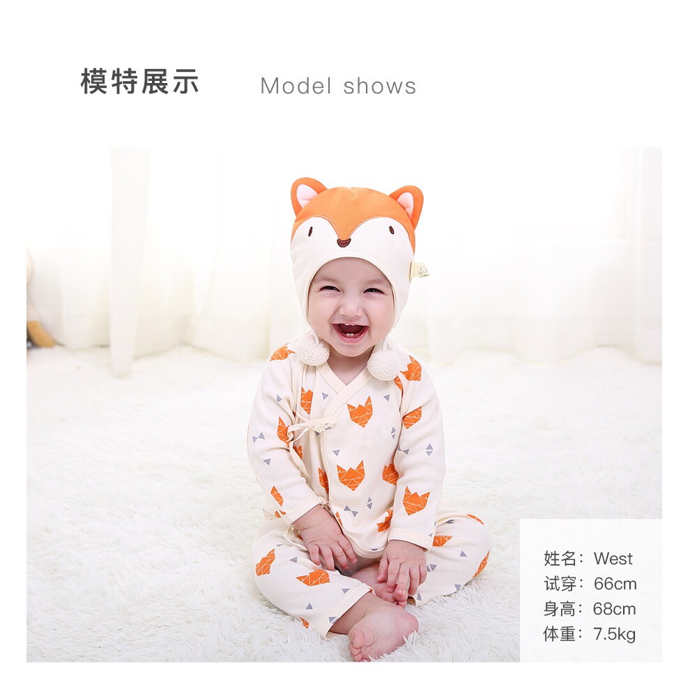 Nón len Rutti trắng cáo cam - size 1-3y