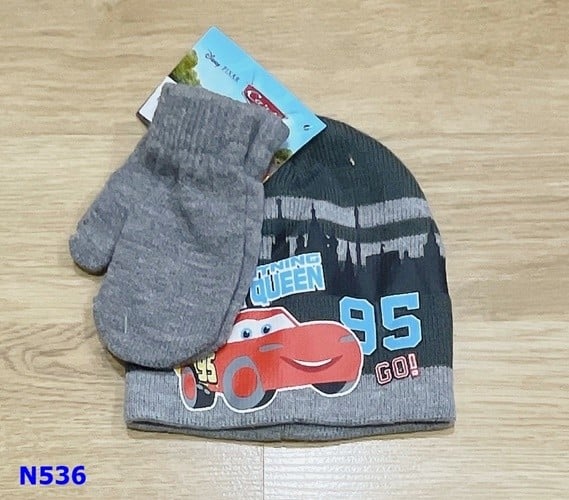 Nón len xám McQueen+bao tay xám - size 0-12m