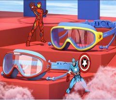 Kính bơi xanh đậm viền đỏ Marvel (2 độ)