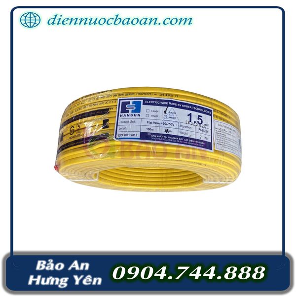 Dây điện HANSUN 2x1,5 mm2 (100/c)