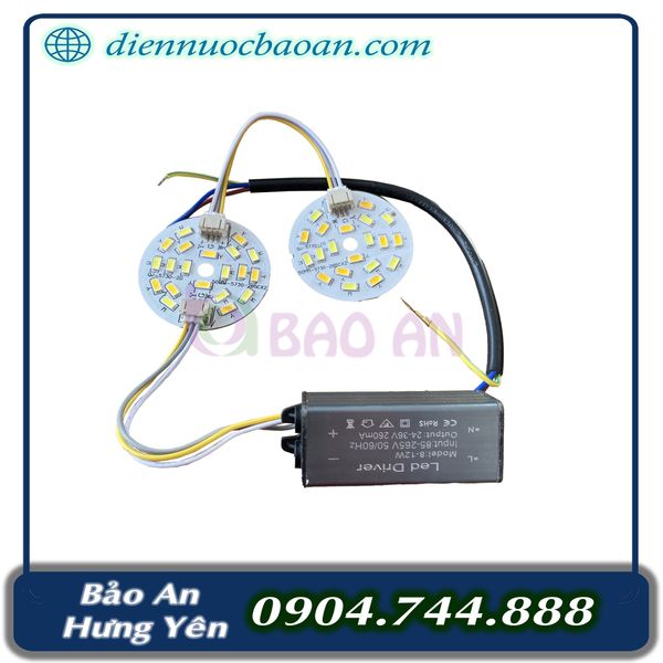 Bộ nguồn và mạch chip led đèn chày 2 đầu, công suất 10W đổi màu