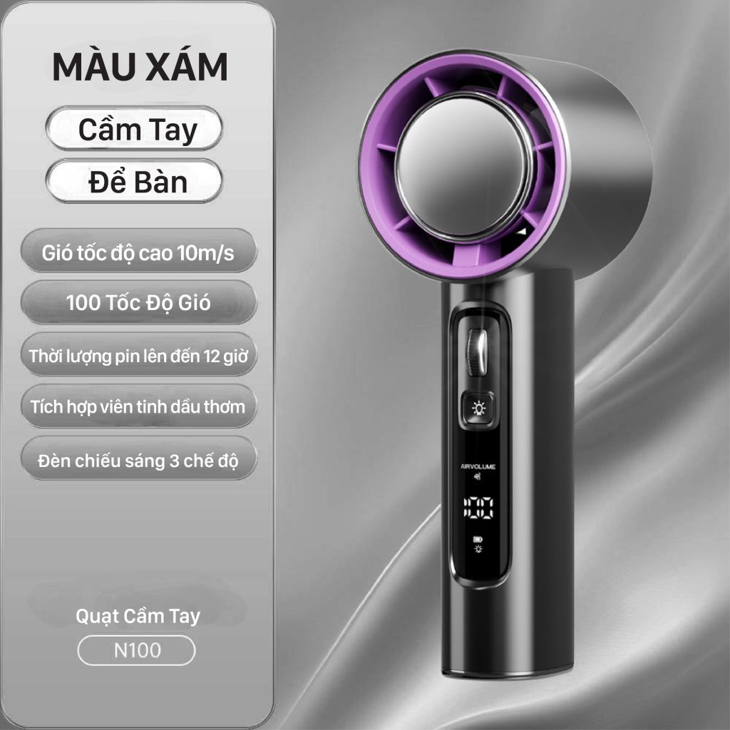Quạt mini cầm tay Xám - N100-XAM